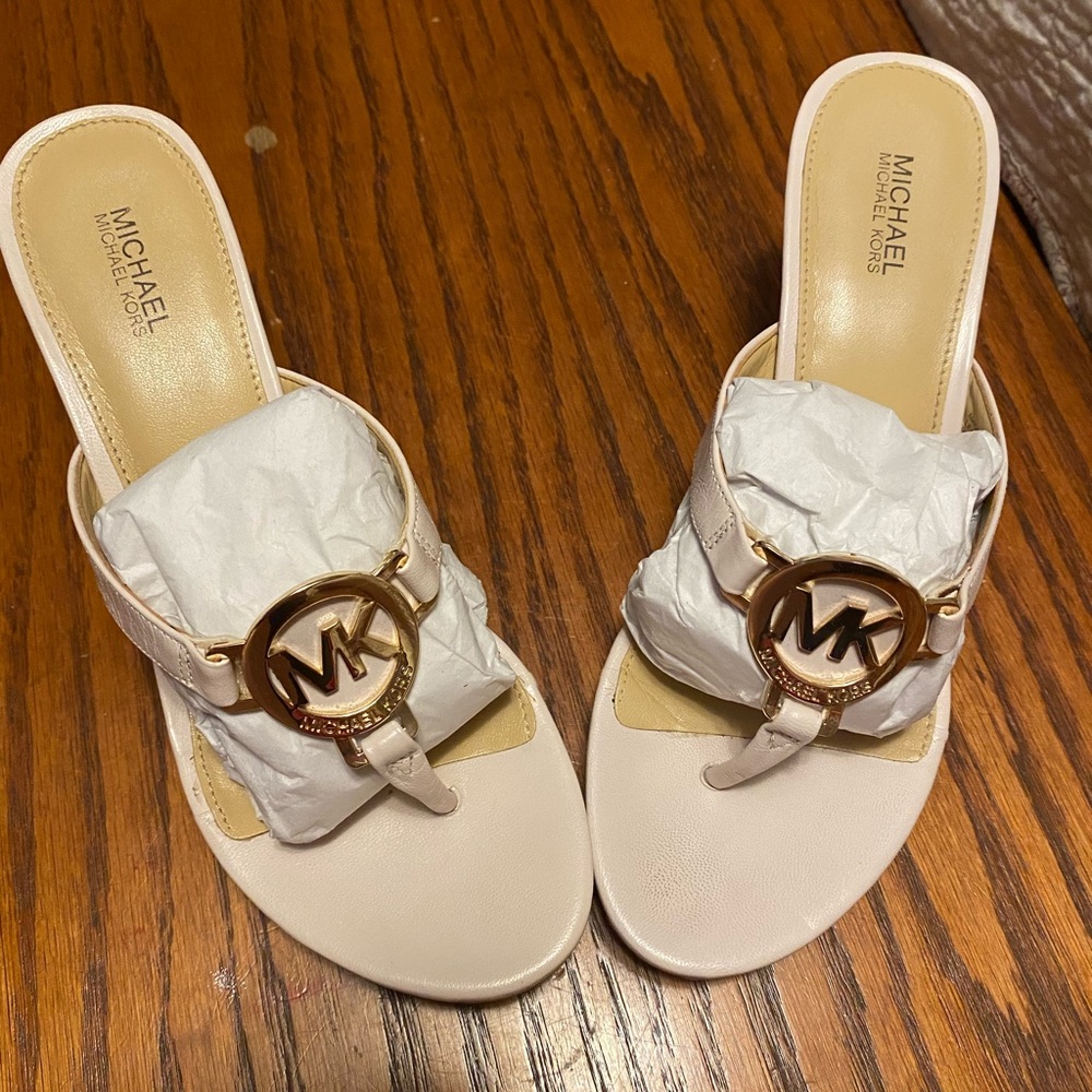 Gently used Michael Kors wedge thong sandal
